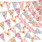 5PCS Retro Bright Floral Paper Garland – Chic Wildflower Triangle Banner for Wedding, Birthday, Tea Party, Festival & Home/Outdoor Decorations